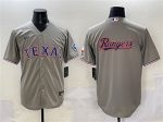 Texas Rangers Team Big Logo Gray With Patch Cool Base Stitched Jersey