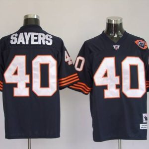 Mitchell Ness Bears #40 Gale Sayers Blue With Big Number Bear Patch Stitched Throwback Jersey