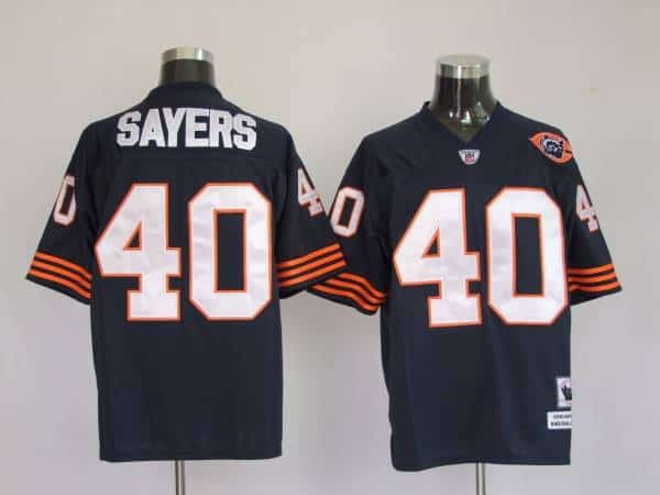 Mitchell Ness Bears #40 Gale Sayers Blue With Big Number Bear Patch Stitched Throwback Jersey