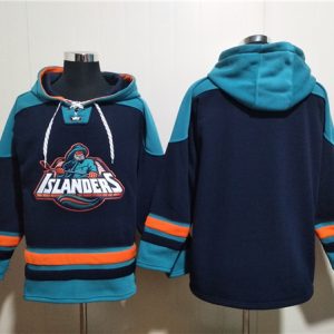 New York Islanders Blank Black Ageless Must-Have Lace-Up Pullover Hoodie
