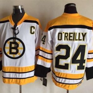 Bruins #24 Terry O'Reilly White CCM Throwback Stitched Jersey
