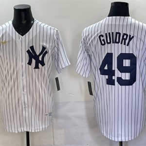 New York Yankees #49 Ron Guidry White Cool Base Stitched Jersey