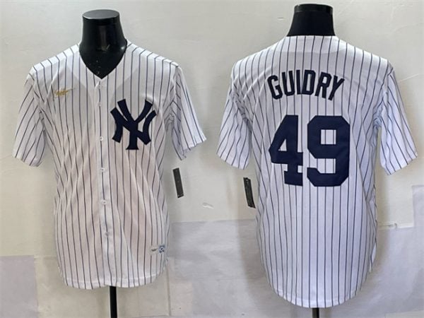 New York Yankees #49 Ron Guidry White Cool Base Stitched Jersey