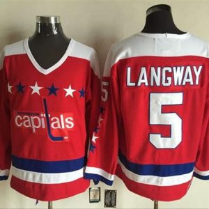 Capitals #5 Rod Langway Red Alternate CCM Throwback Stitched Jersey