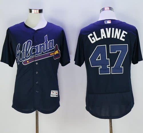 Braves #47 Tom Glavine Navy Blue Flexbase Authentic Collection Stitched Jersey