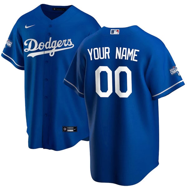 Los Angeles Dodgers Customized Custom Blue 2020 World Series Champions Home Patch Stitched Jersey