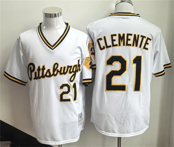 Pittsburgh Pirates #21 Roberto Clemente White Stitched Jersey