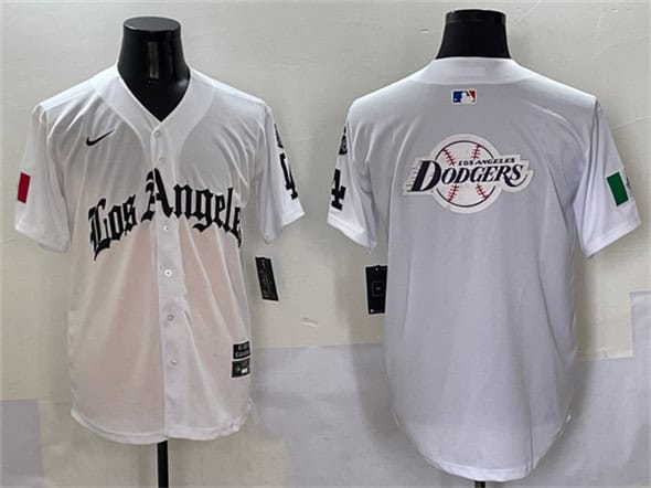 Los Angeles Dodgers Team Big Logo White Mexico 2025 LA Gothic Style With Fernando Patch Vapor Premier Limited Stitched Jersey