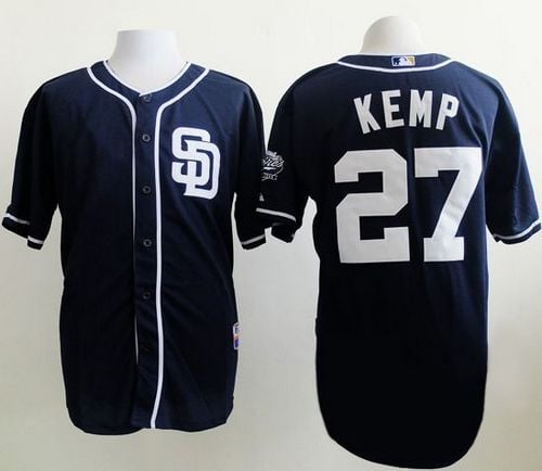 Padres #27 Matt Kemp Dark Blue Alternate 1 Cool Base Stitched Jersey