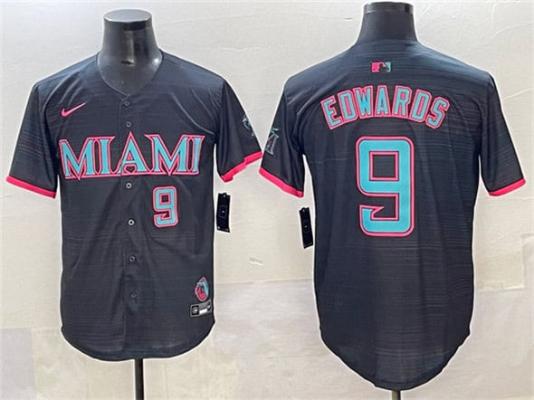 Miami Marlins #9 Xavier Edwards Black 2025 City Connect Limited Stitched Jersey