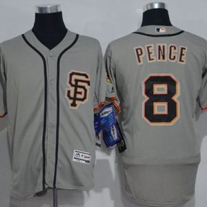 Giants #8 Hunter Pence Grey Flexbase Authentic Collection Road 2 Stitched Jerseys