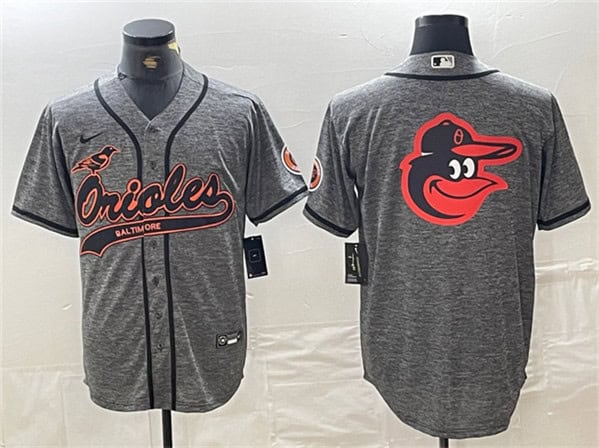 Baltimore Orioles Gray Team Big Logo Cool Base Stitched Jersey