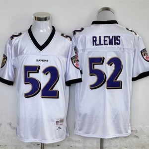 Baltimore Ravens #52 Ray Lewis White Throwback Stitched Jersey