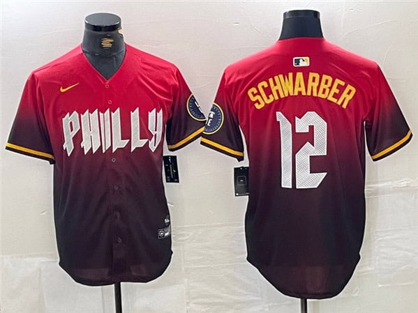 Philadelphia Phillies #12 Kyle Schwarber Red 2024 City Connect Limited Stitched Jersey