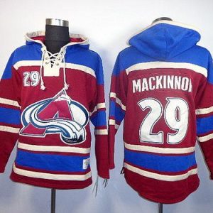 Avalanche #29 Nathan MacKinnon Red Sawyer Hooded Sweatshirt Stitched Jersey