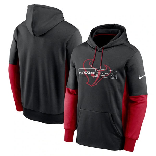 Houston Texans Black Color Block Fleece Performance Pullover Hoodie