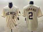 Milwaukee Brewers #2 Brice Turang Cream Home Limited Stitched Jersey