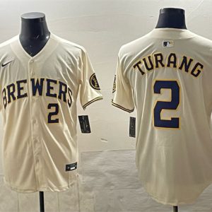Milwaukee Brewers #2 Brice Turang Cream Home Limited Stitched Jersey