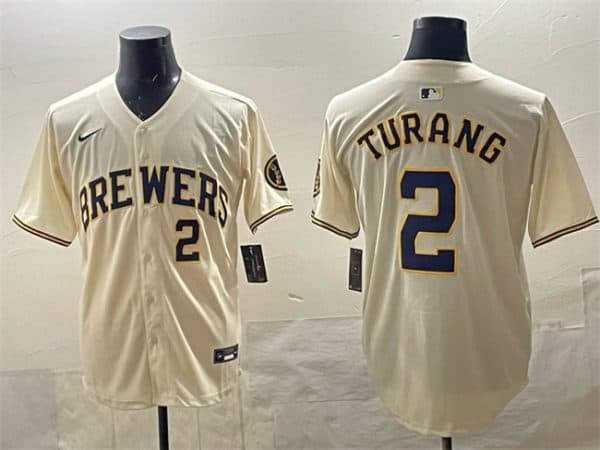 Milwaukee Brewers #2 Brice Turang Cream Home Limited Stitched Jersey