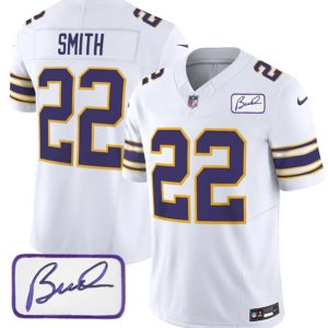 Minnesota Vikings #22 Harrison Smith White 2023 F.U.S.E. Bud Grant Patch Vapor Limited Stitched Jersey