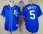Royals #5 George Brett Light Blue Alternate 2 Cool Base W 2015 World Series Patch Stitched Jersey