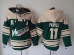 Wild #11 Zach Parise Green Sawyer Hooded Sweatshirt Stitched Jersey