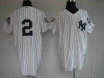 Yankees #2 Derek Jeter Stitched White Jersey