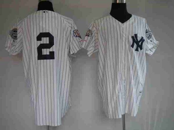 Yankees #2 Derek Jeter Stitched White Jersey