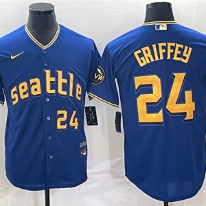 Seattle Mariners #24 Ken Griffey Jr. Royal 2023 City Connect Cool Base With Patch Stitched Jersey