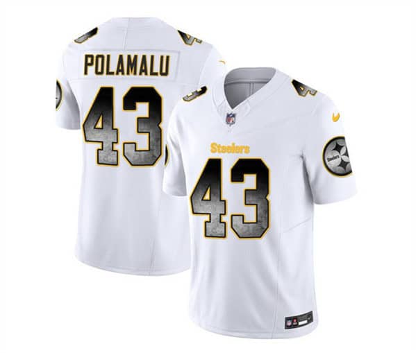 Pittsburgh Steelers #43 Troy Polamalu White 2023 F.U.S.E. Smoke Vapor Untouchable Limited Stitched Jersey