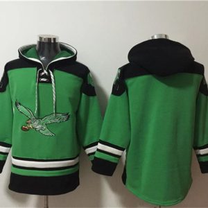 Philadelphia Eagles Blank Green Ageless Must-Have Lace-Up Pullover Hoodie