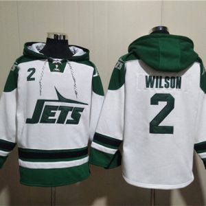 New York Jets #2 Zach Wilson White Ageless Must-Have Lace-Up Pullover Hoodie