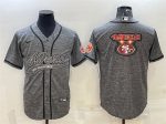 San Francisco 49ers Gray Team Big Logo With Patch Cool Base Stitched Baseball Jersey
