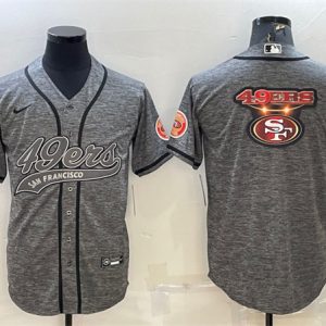 San Francisco 49ers Gray Team Big Logo With Patch Cool Base Stitched Baseball Jersey