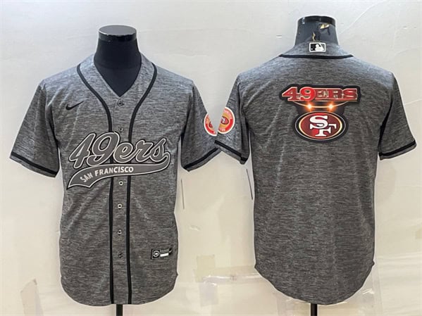 San Francisco 49ers Gray Team Big Logo With Patch Cool Base Stitched Baseball Jersey