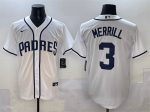 San Diego Padres #3 Jackson Merrill White Cool Base Stitched Jersey