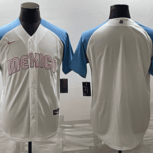 Mexico Blank 2023 White Blue World Classic Stitched Jersey