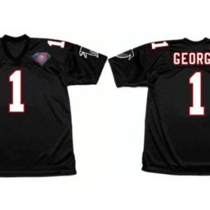 Atlanta Falcons #1 Jeff George Black 1994 Home Throwback Stitched Jersey