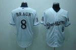 Brewers #8 Ryan Braun Stitched White Jersey