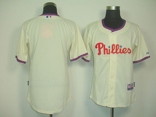 Phillies Blank Cream Cool Base Stitched Jersey