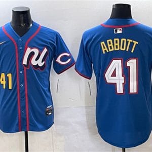 National League #41 Andrew Abbott Blue 2025 All-Star Edition Limited Stitched Jersey
