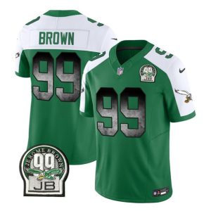 Philadelphia Eagles #99 Jerome Brown Green White 2023 F.U.S.E. Throwback Vapor Untouchable Limited Stitched Jersey