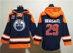 Edmonton Oilers #29 Leon Draisaitl Navy Lace-Up Pullover Hoodie