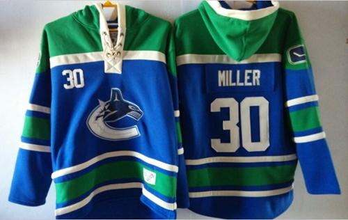 Canucks #30 Ryan Miller Blue Sawyer Hooded Sweatshirt Stitched Jersey
