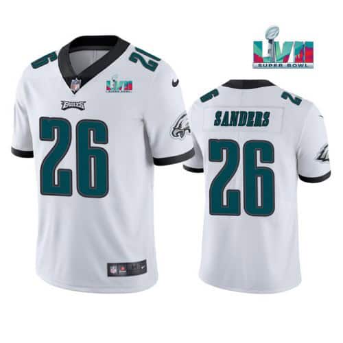 Philadelphia Eagles #26 Miles Sanders White Super Bowl LVII Patch Vapor Untouchable Limited Stitched Jersey
