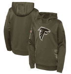 Youth Atlanta Falcons 2022 Olive Salute To Service Therma Performance Pullover Hoodie