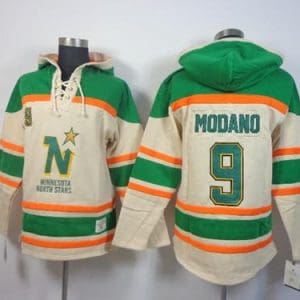Stars #9 Mike Modano Cream Sawyer Hooded Sweatshirt Stitched Jersey