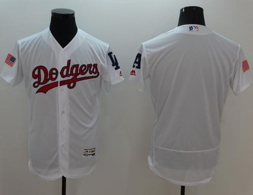 Dodgers Blank White Fashion Stars Stripes Flexbase Authentic Stitched Jersey