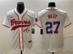 Atlanta Braves #27 Austin Riley White Cool Base With Patch Stitched Jersey