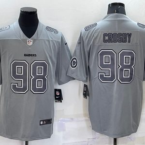 Las Vegas Raiders #98 Maxx Crosby Gray With Patch Atmosphere Fashion Stitched Jersey